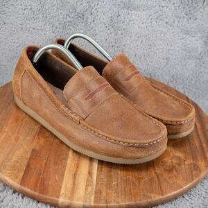 Clarks Mens 63596 Size 10.5 M Brown Tan Leather Loafers Slip On